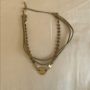 Taupe necklace with gold plate detail strand
